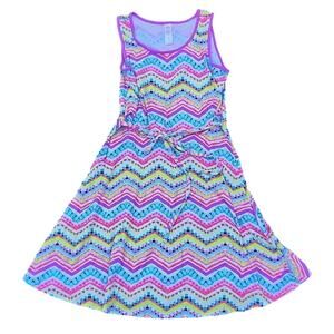 Justice girls size 12 sleeveless dress with multi-colored print